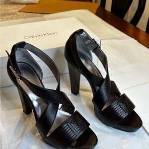 Calvin Klein Dark Brown Strappy Heels